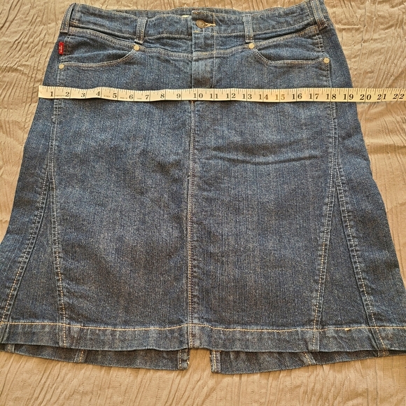 Levis Women Midi Denim Skirt Western Country 98% Cotton Size 12 - Picture 6 of 8